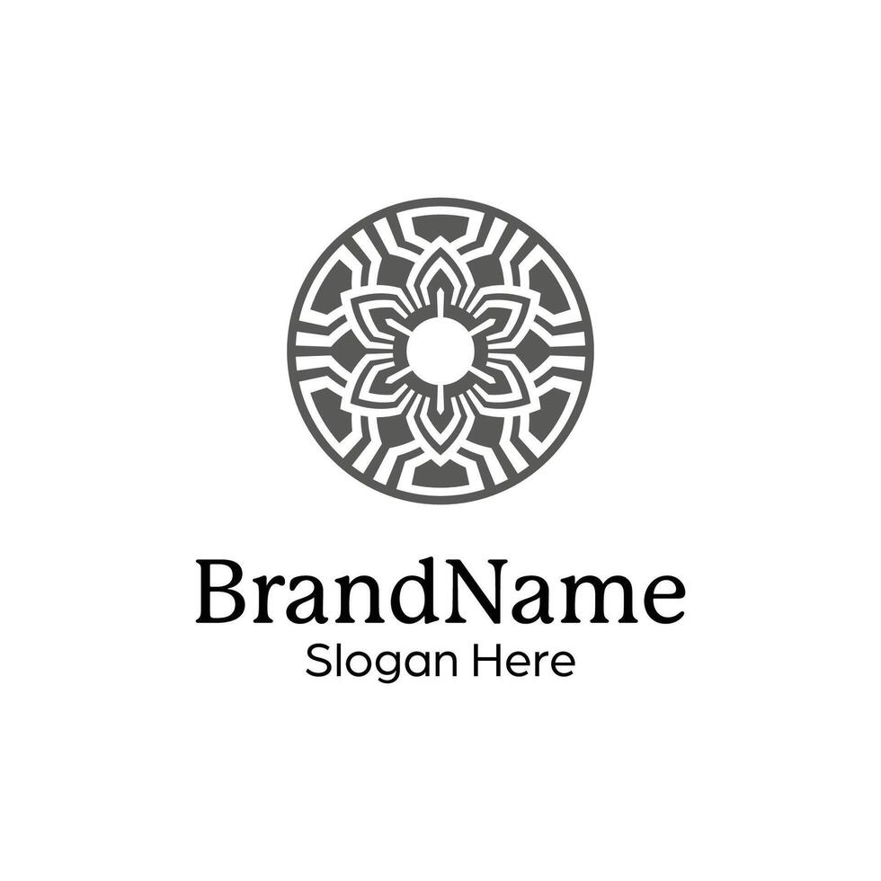 Abstract symmetric Mandala Pattern Logo Design Template vector