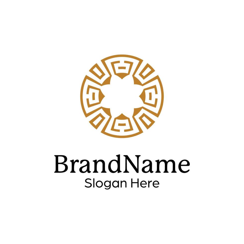 Abstract symmetric Mandala Pattern Logo Design Template vector