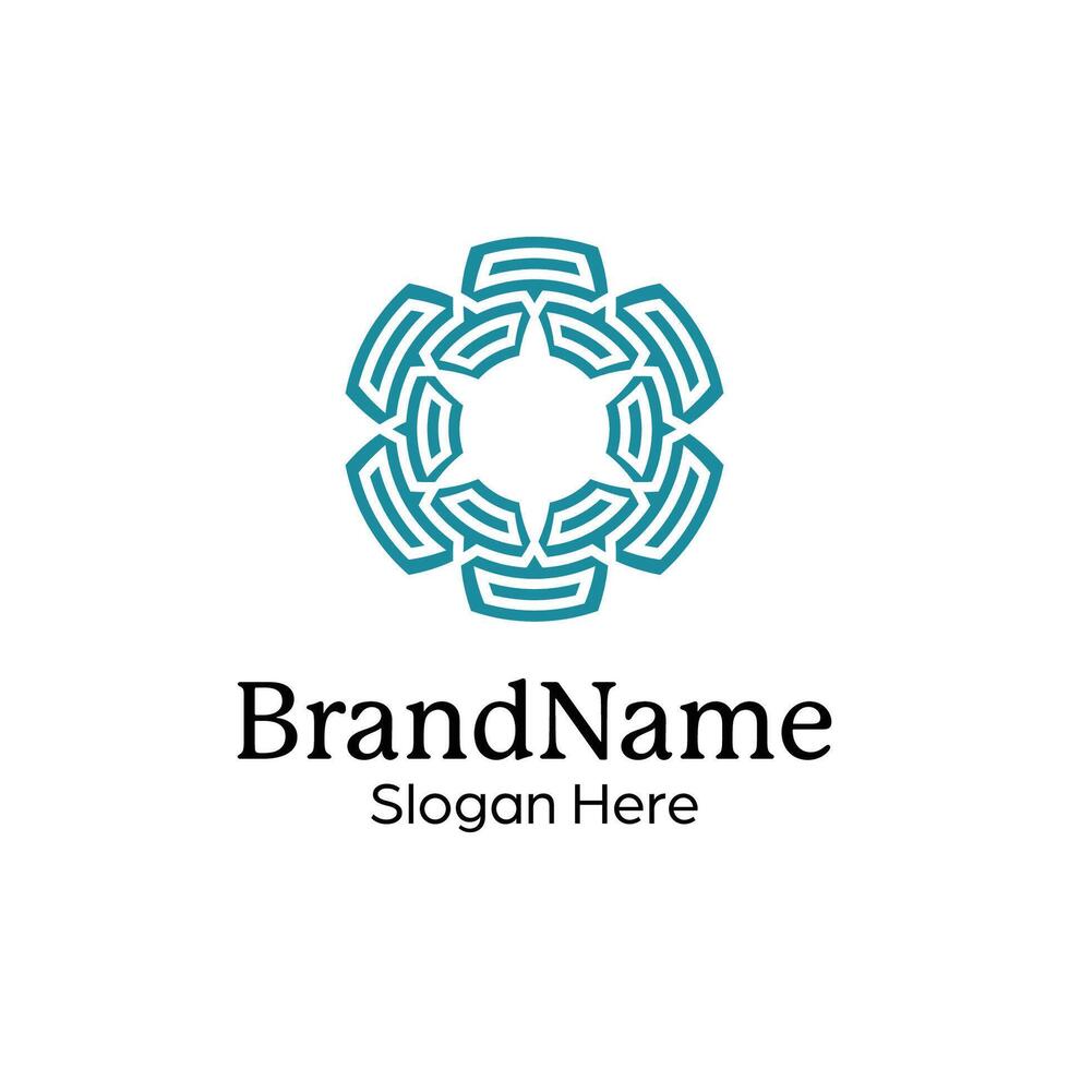 Abstract symmetric Mandala Pattern Logo Design Template vector
