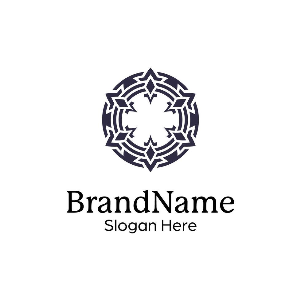 Abstract symmetric Mandala Pattern Logo Design Template vector