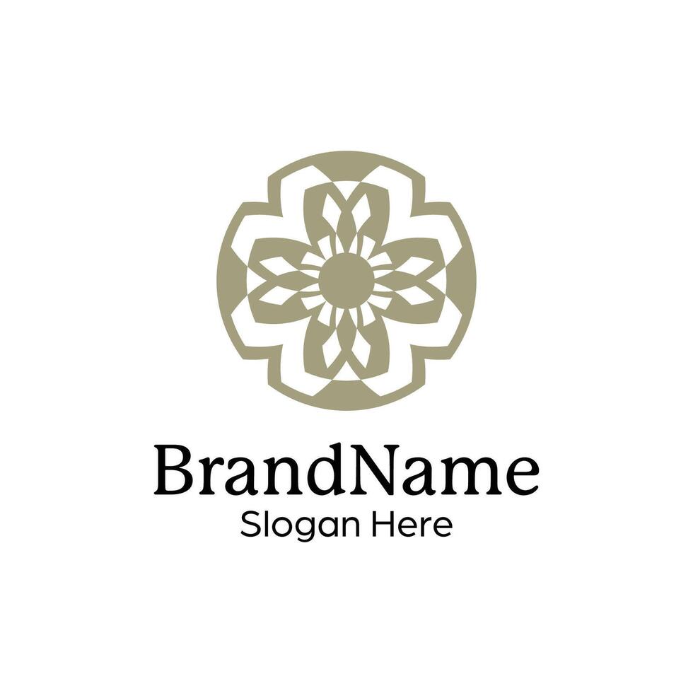 Abstract symmetric Mandala Pattern Logo Design Template vector