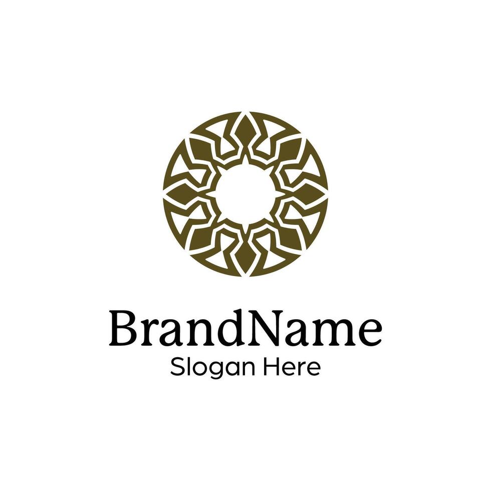 Abstract symmetric Mandala Pattern Logo Design Template vector