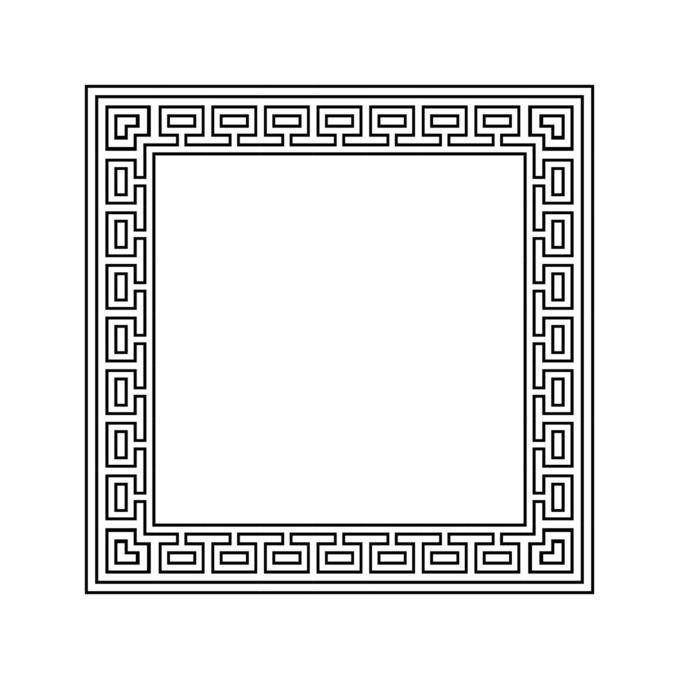 Ornamental Geometric Square Border Pattern Design with Symmetrical Shapes vector
