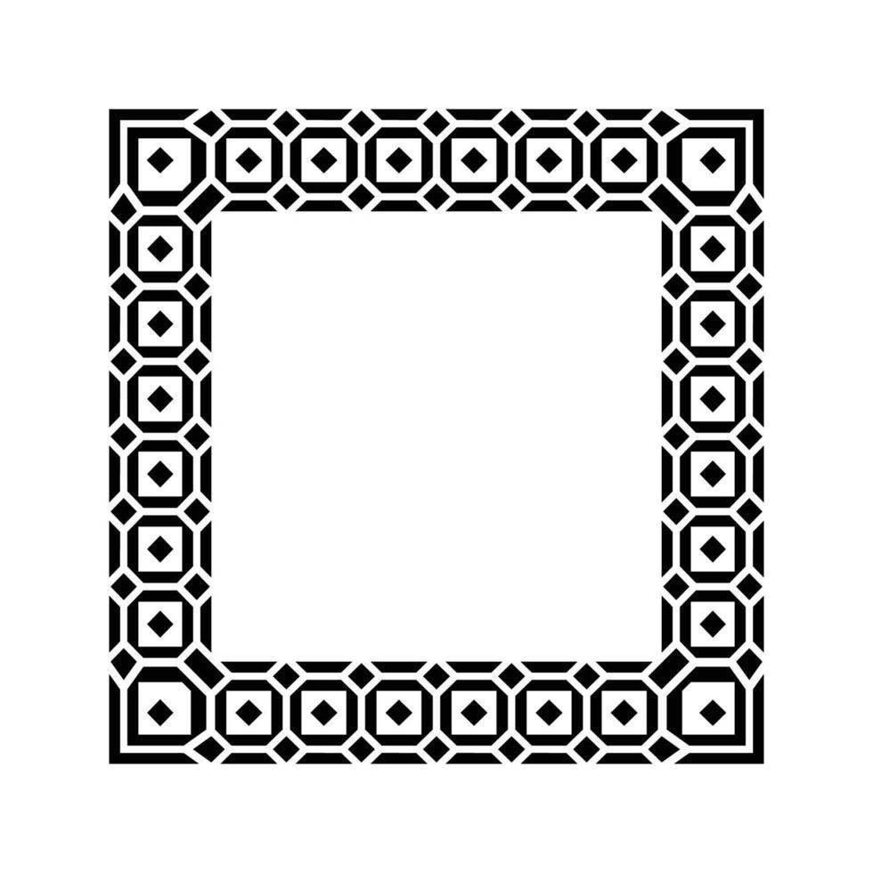 Ornamental Geometric Square Border Pattern Design with Symmetrical Shapes vector