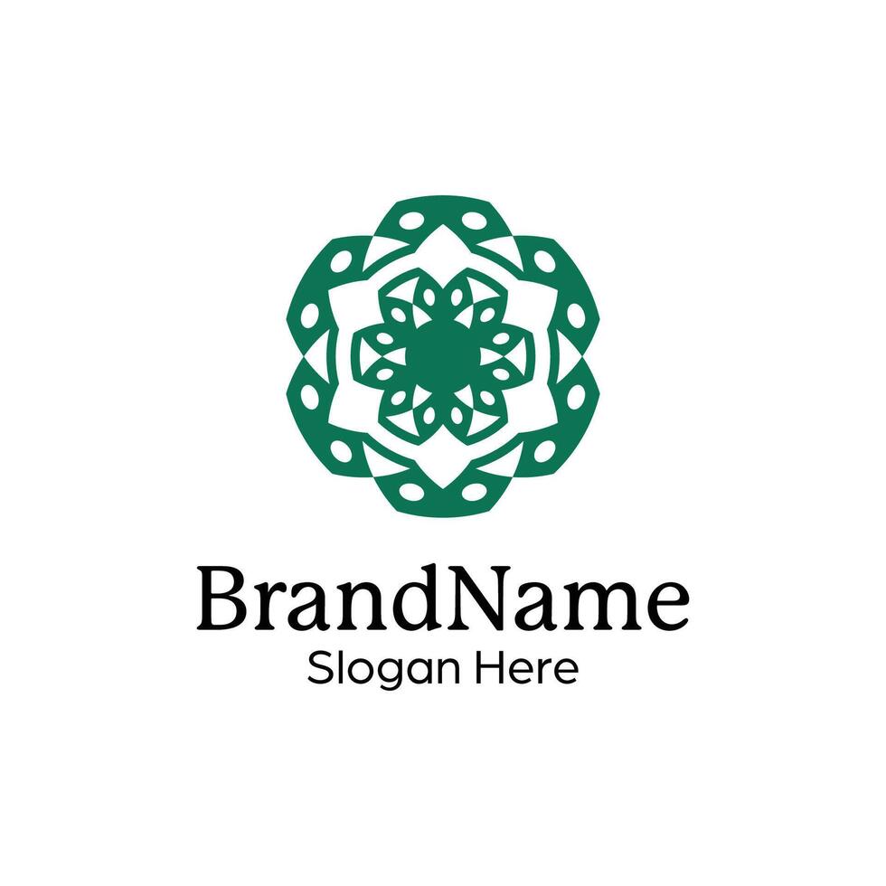 Abstract symmetric Mandala Pattern Logo Design Template vector