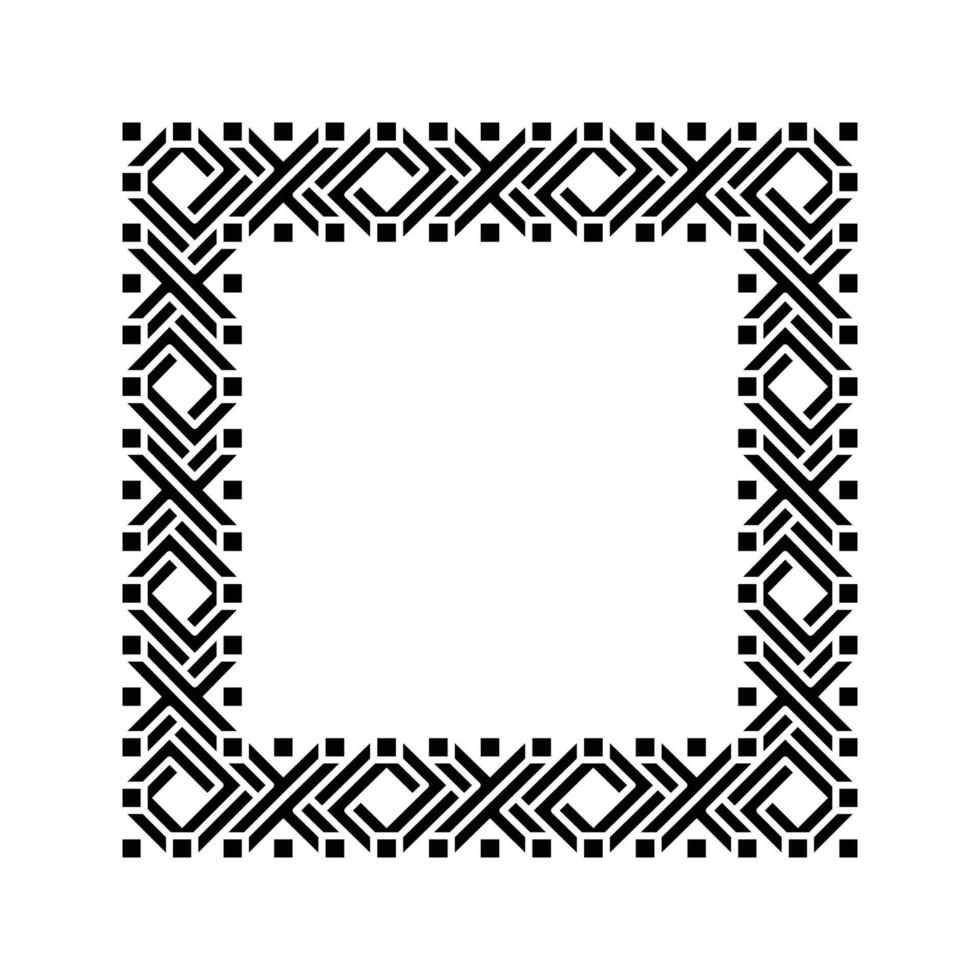 Ornamental Geometric Square Border Pattern Design with Symmetrical Shapes vector