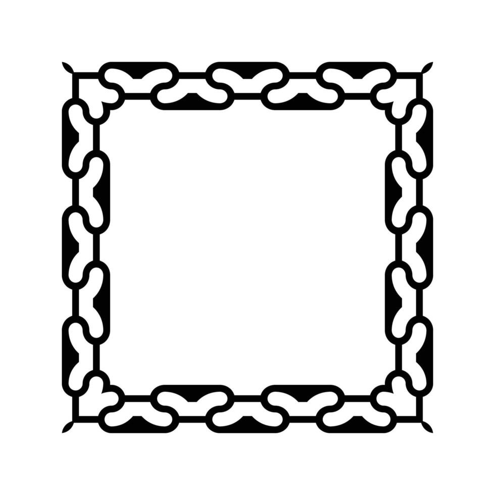 Ornamental Geometric Square Border Pattern Design with Symmetrical Shapes vector
