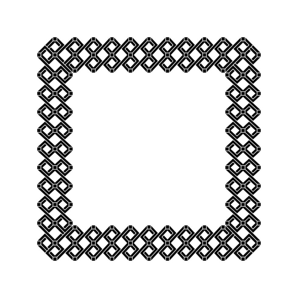 Ornamental Geometric Square Border Pattern Design with Symmetrical Shapes vector