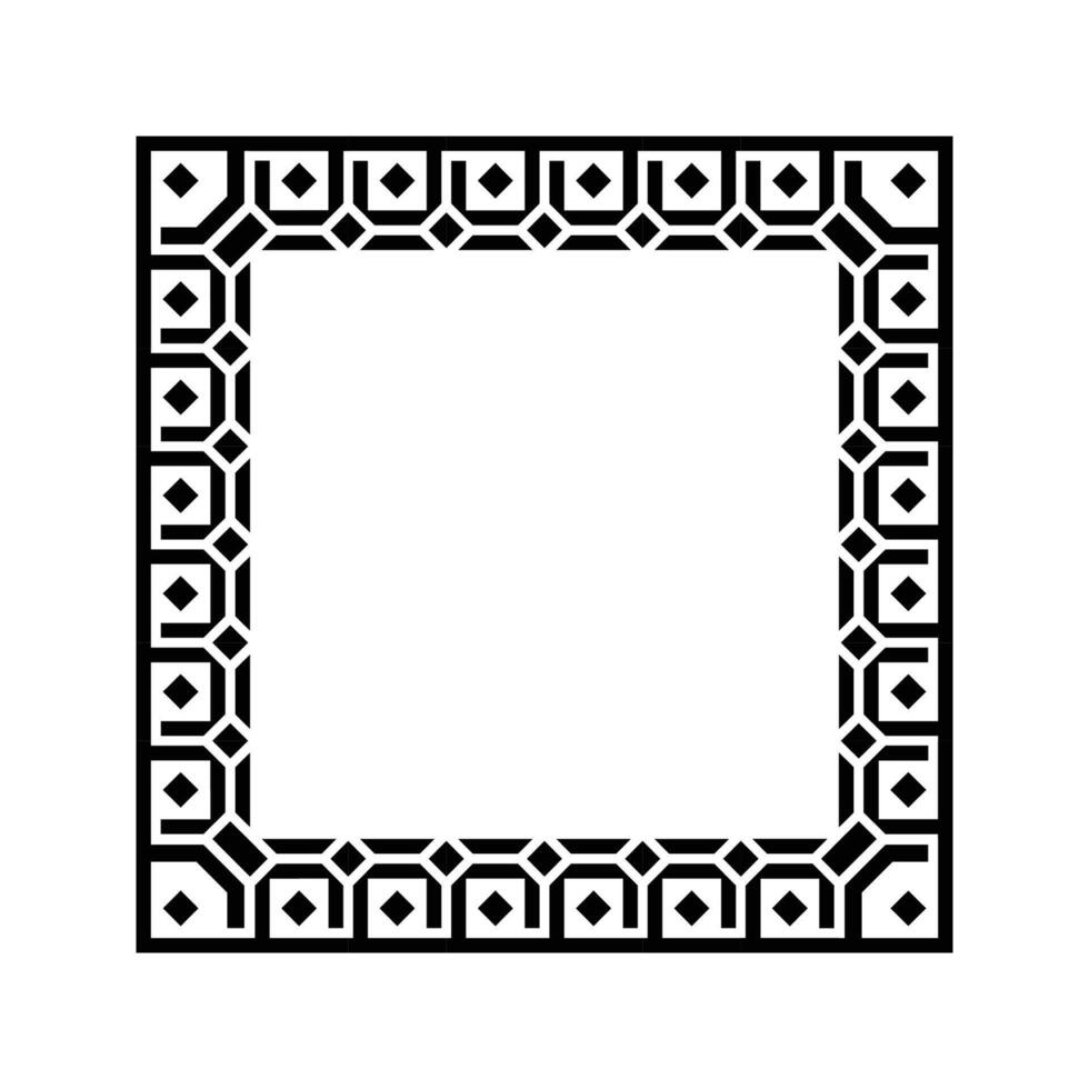 Ornamental Geometric Square Border Pattern Design with Symmetrical Shapes vector