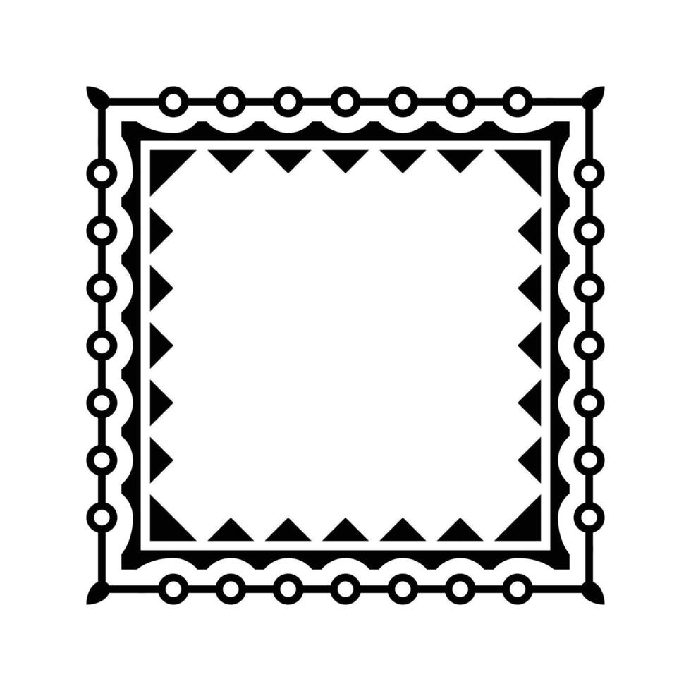 Ornamental Geometric Square Border Pattern Design with Symmetrical Shapes vector