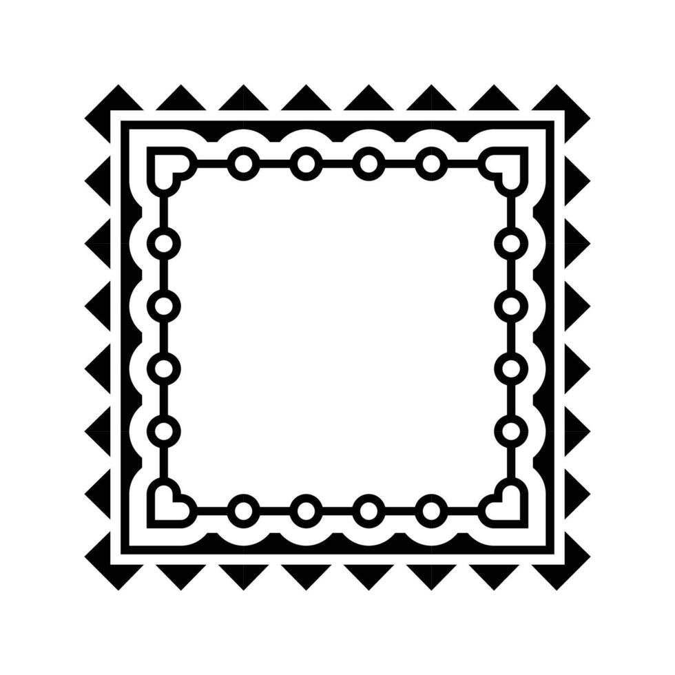 Ornamental Geometric Square Border Pattern Design with Symmetrical Shapes vector