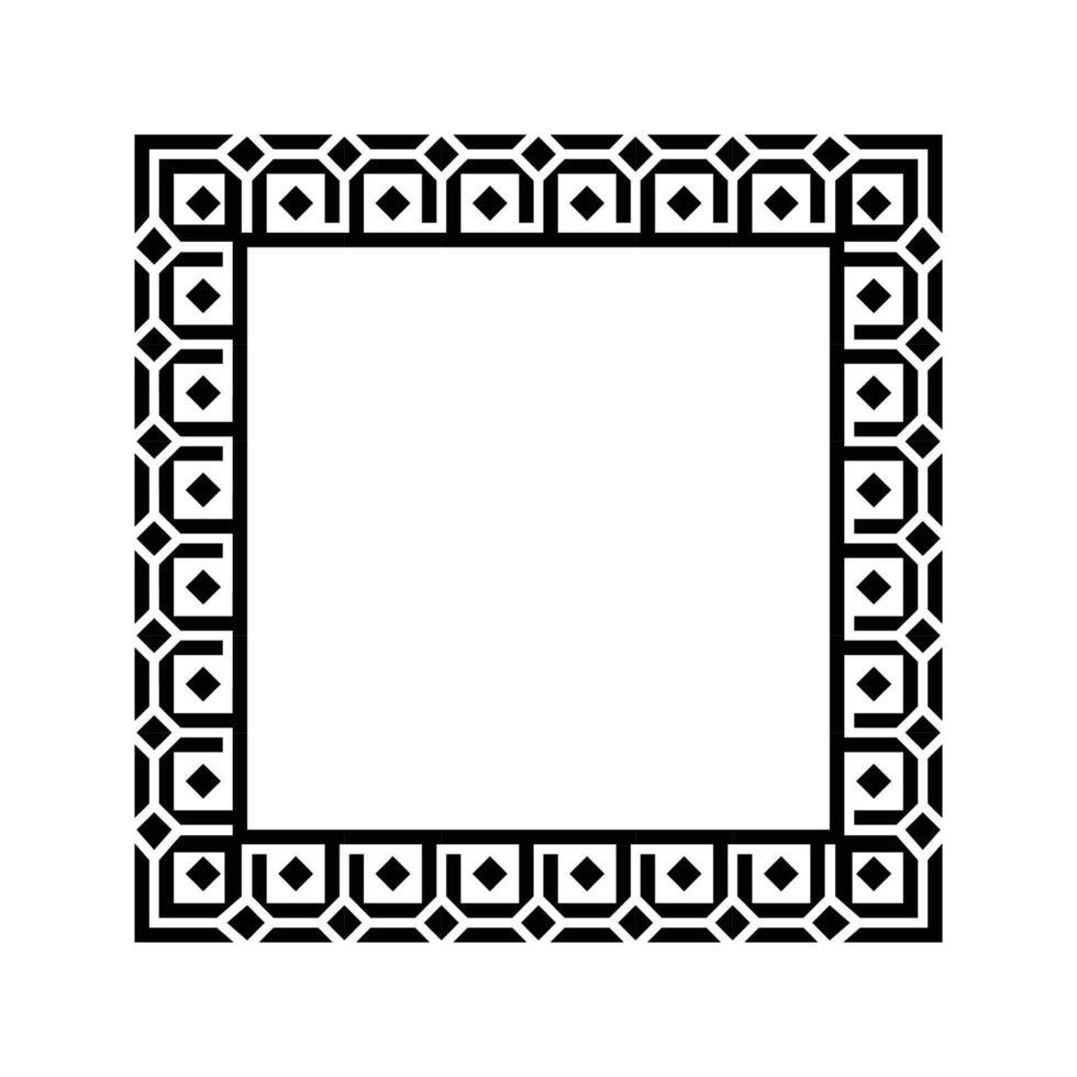 Ornamental Geometric Square Border Pattern Design with Symmetrical Shapes vector