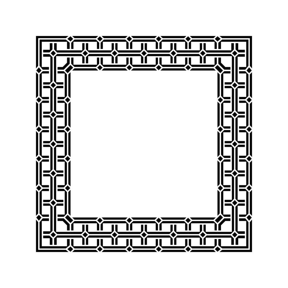 Ornamental Geometric Square Border Pattern Design with Symmetrical Shapes vector