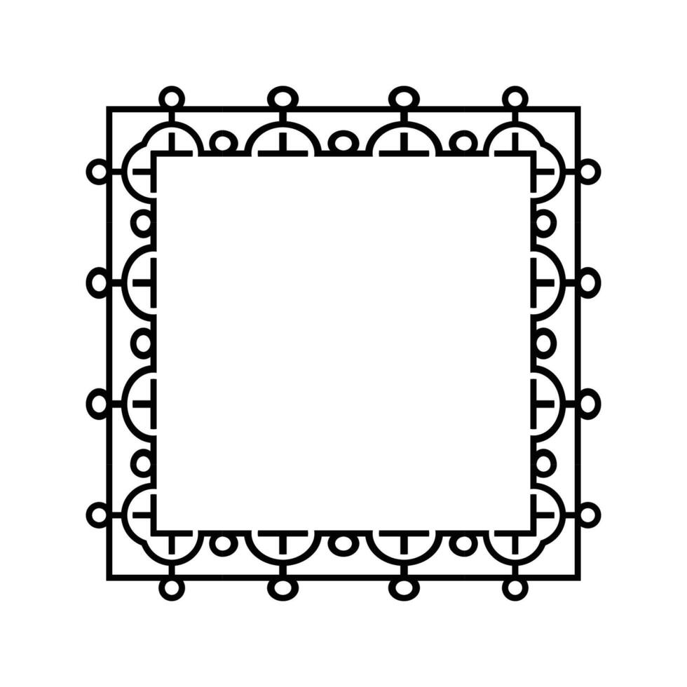 Ornamental Geometric Square Border Pattern Design with Symmetrical Shapes vector