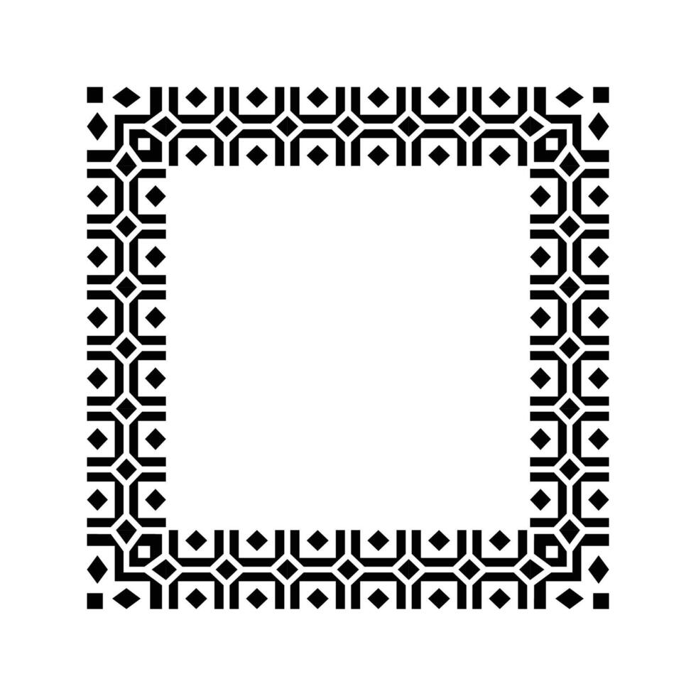 Ornamental Geometric Square Border Pattern Design with Symmetrical Shapes vector