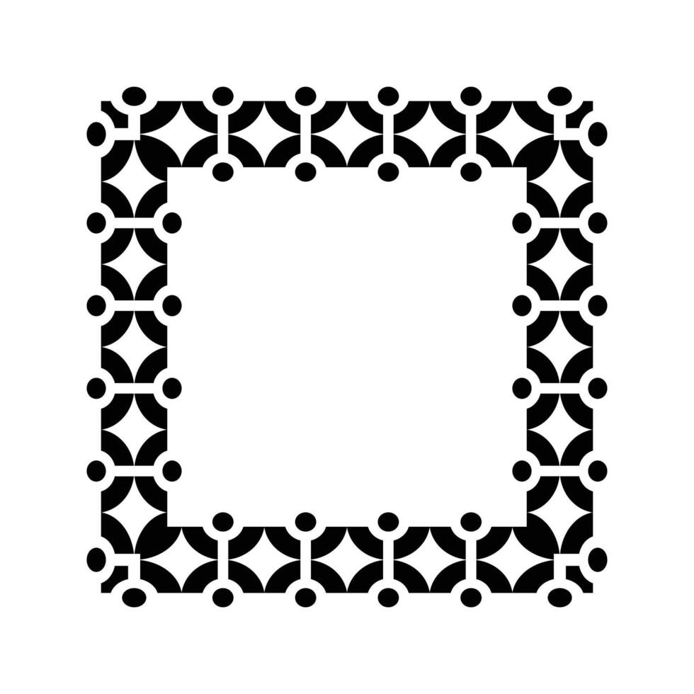 Ornamental Geometric Square Border Pattern Design with Symmetrical Shapes vector