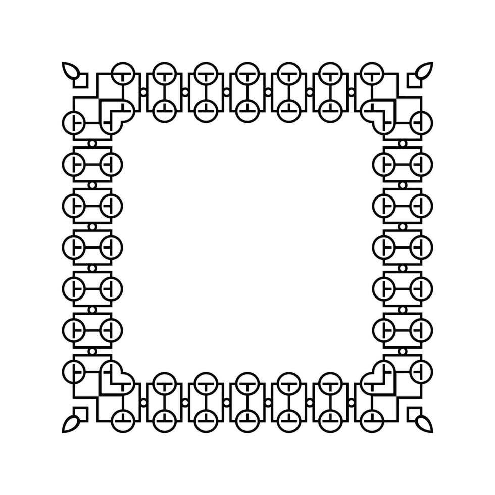 Ornamental Geometric Square Border Pattern Design with Symmetrical Shapes vector