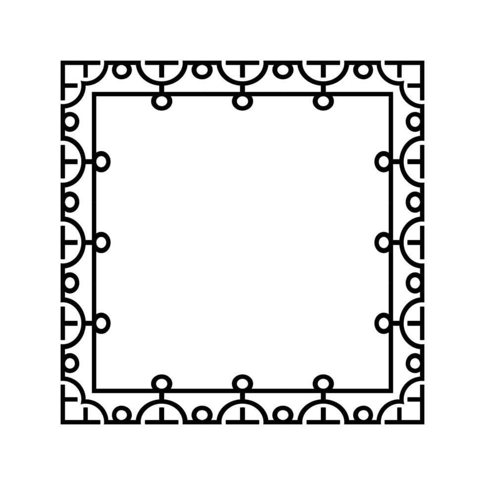 Ornamental Geometric Square Border Pattern Design with Symmetrical Shapes vector