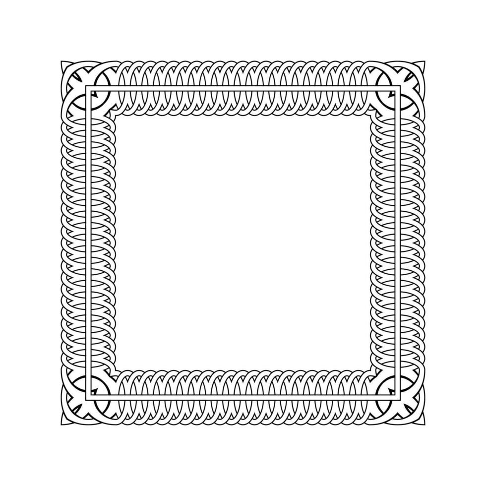 Ornamental Geometric Square Border Pattern Design with Symmetrical Shapes vector
