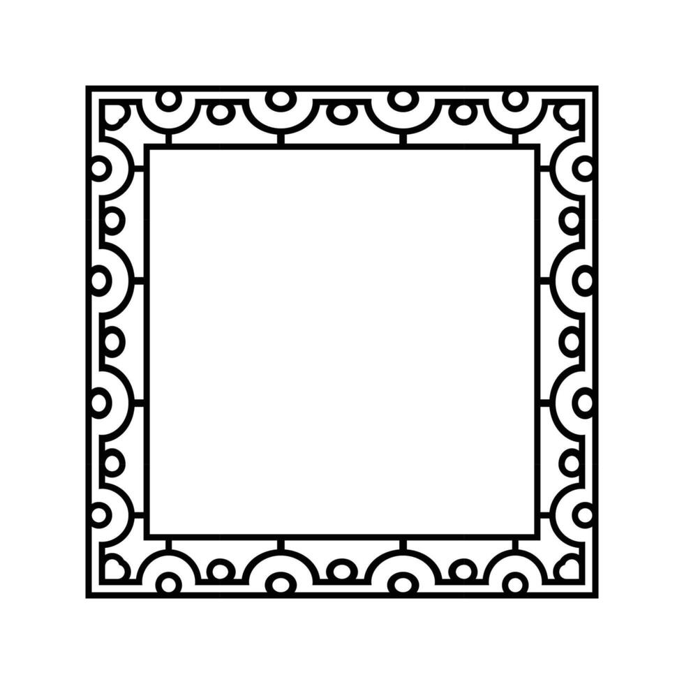 Ornamental Geometric Square Border Pattern Design with Symmetrical Shapes vector