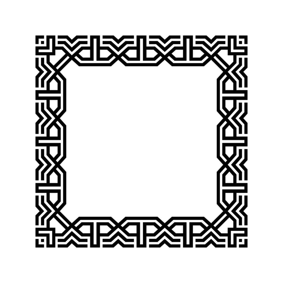 Ornamental Geometric Square Border Pattern Design with Symmetrical Shapes vector