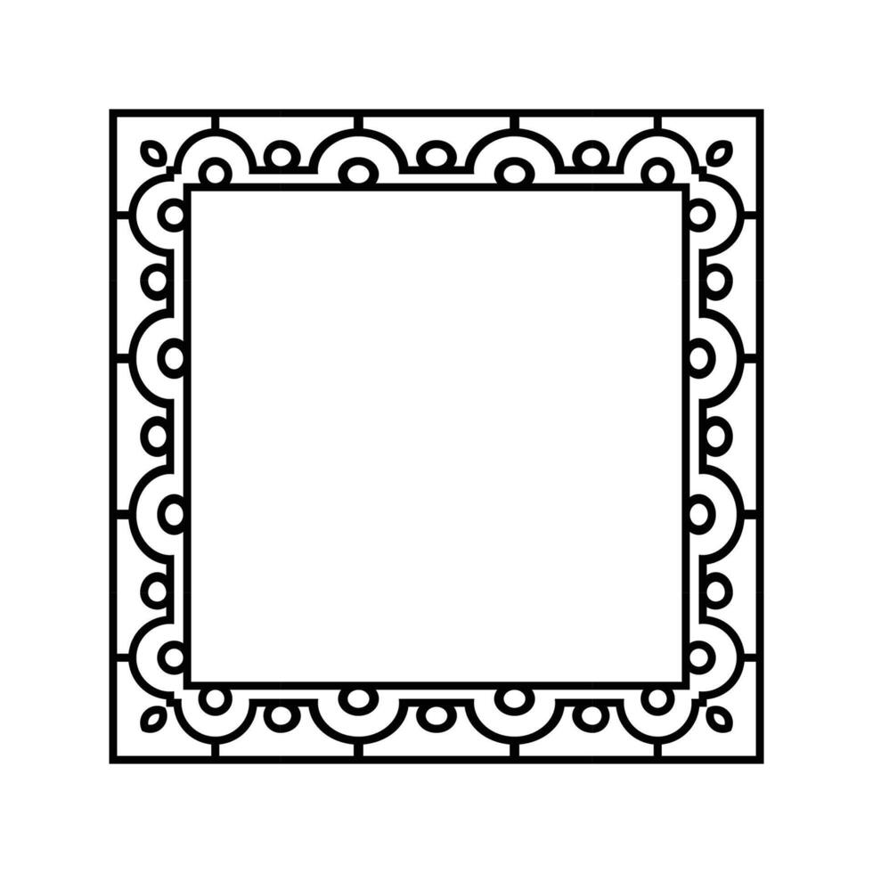 Ornamental Geometric Square Border Pattern Design with Symmetrical Shapes vector