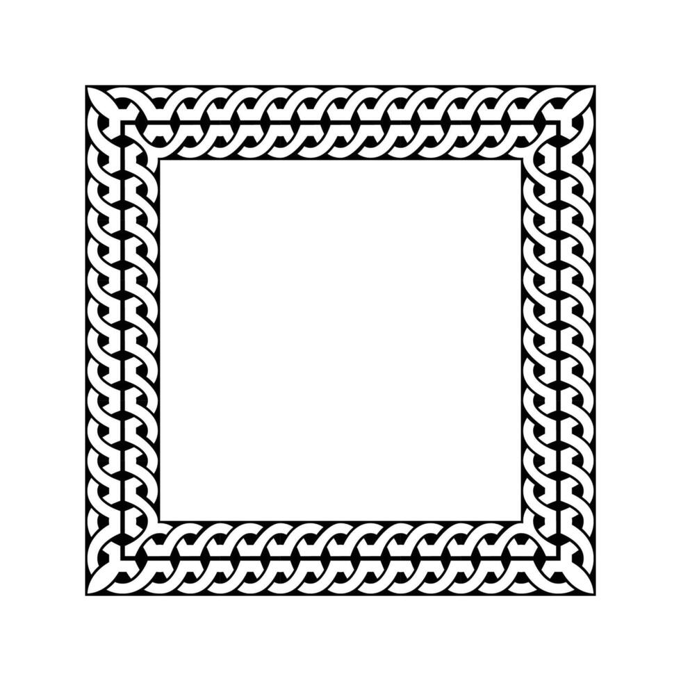 Ornamental Geometric Square Border Pattern Design with Symmetrical Shapes vector