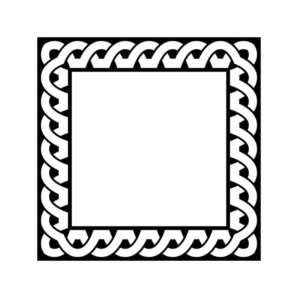 Ornamental Geometric Square Border Pattern Design with Symmetrical Shapes vector