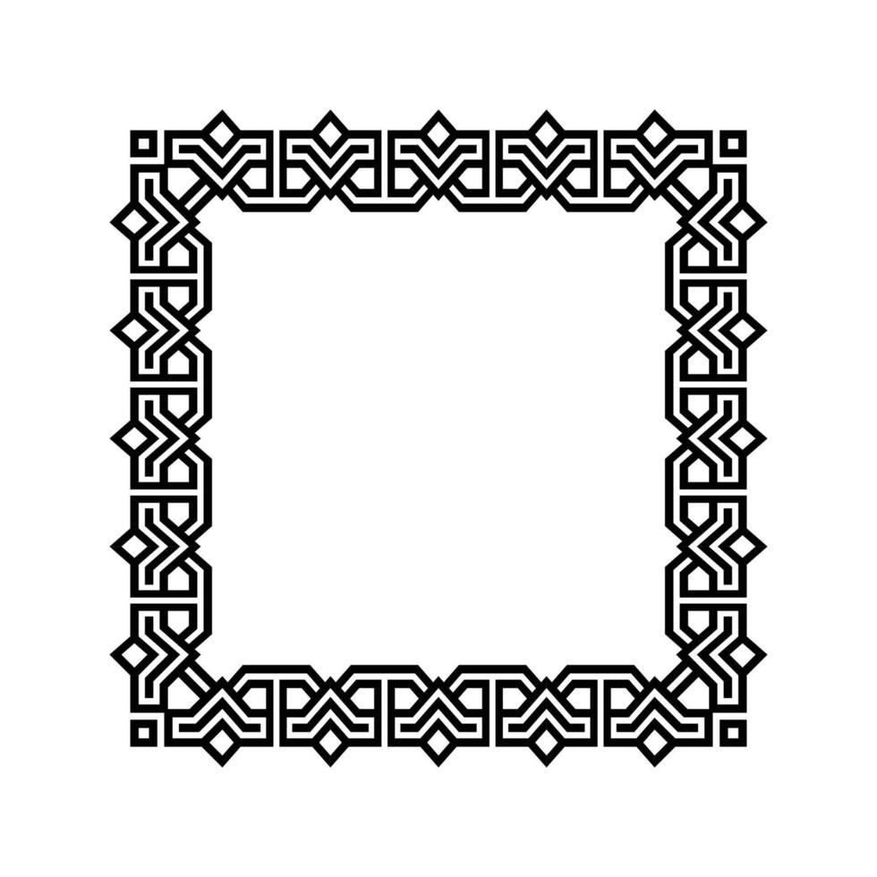 Ornamental Geometric Square Border Pattern Design with Symmetrical Shapes vector