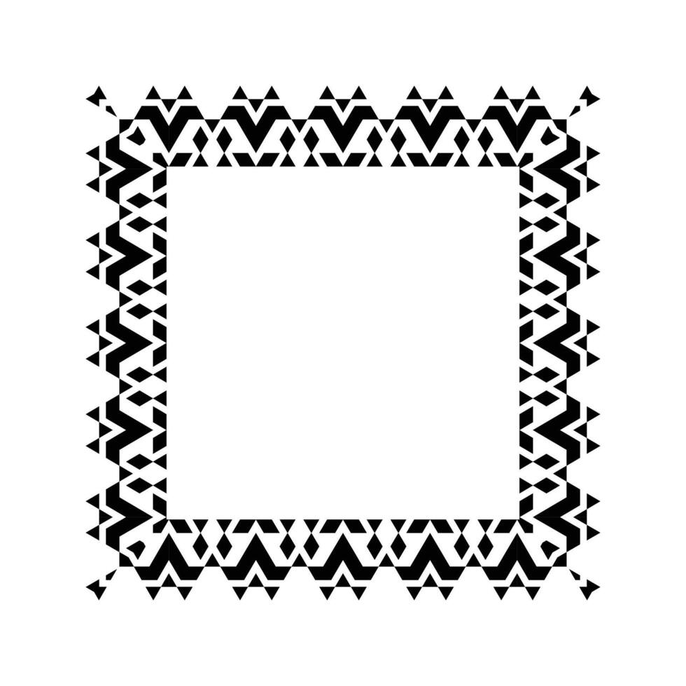 Ornamental Geometric Square Border Pattern Design with Symmetrical Shapes vector