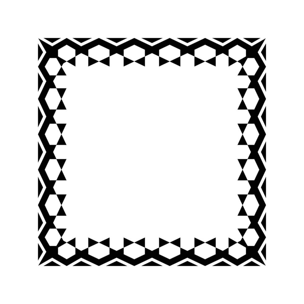 Ornamental Geometric Square Border Pattern Design with Symmetrical Shapes vector