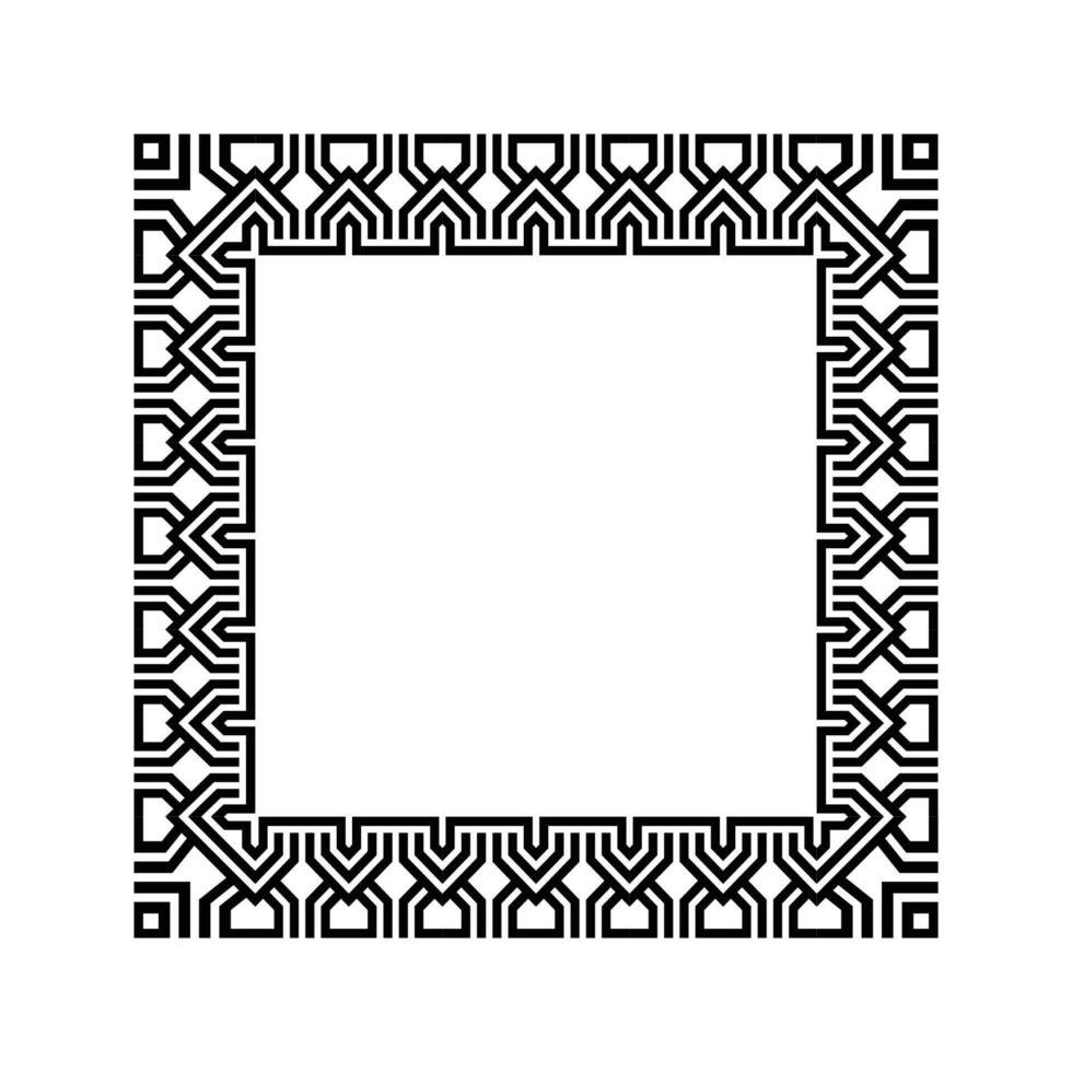 Ornamental Geometric Square Border Pattern Design with Symmetrical Shapes vector