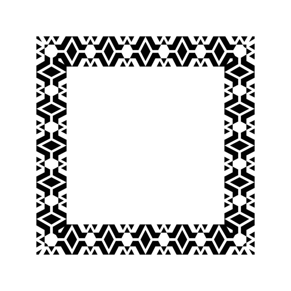 Ornamental Geometric Square Border Pattern Design with Symmetrical Shapes vector