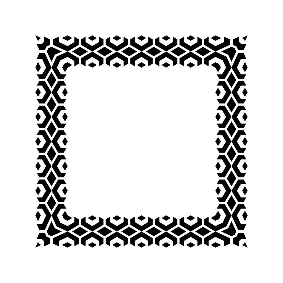 Ornamental Geometric Square Border Pattern Design with Symmetrical Shapes vector