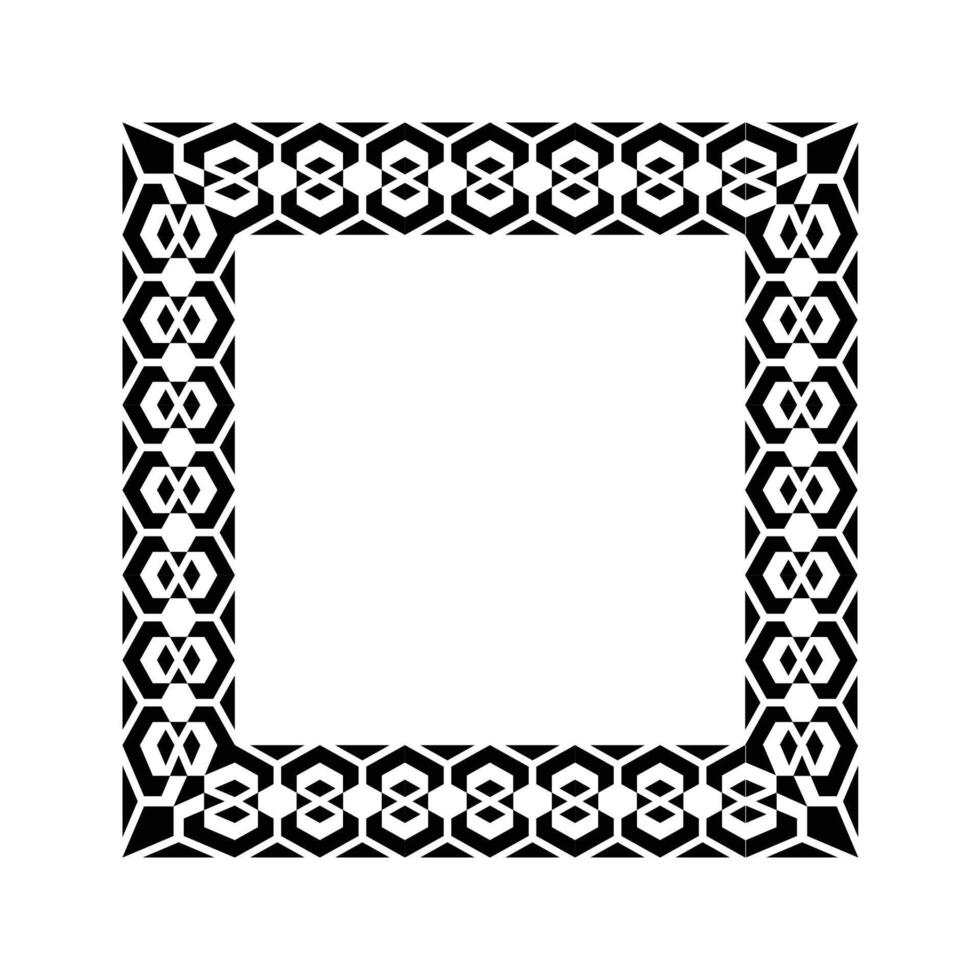 Ornamental Geometric Square Border Pattern Design with Symmetrical Shapes vector