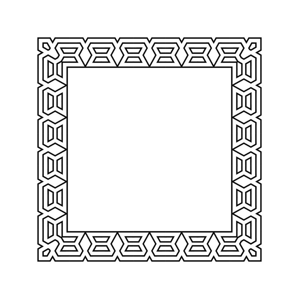 Ornamental Geometric Square Border Pattern Design with Symmetrical Shapes vector