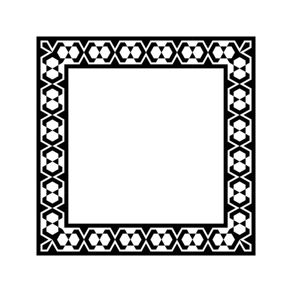 Ornamental Geometric Square Border Pattern Design with Symmetrical Shapes vector