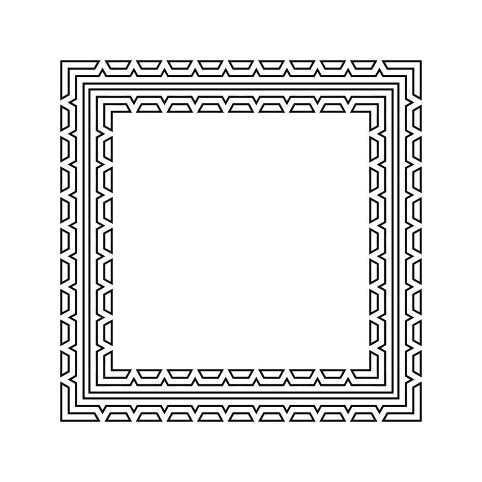 Ornamental Geometric Square Border Pattern Design with Symmetrical Shapes vector