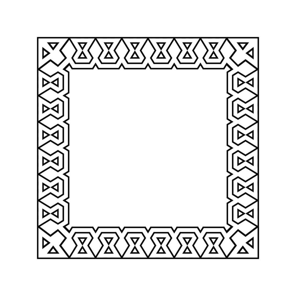 Ornamental Geometric Square Border Pattern Design with Symmetrical Shapes vector