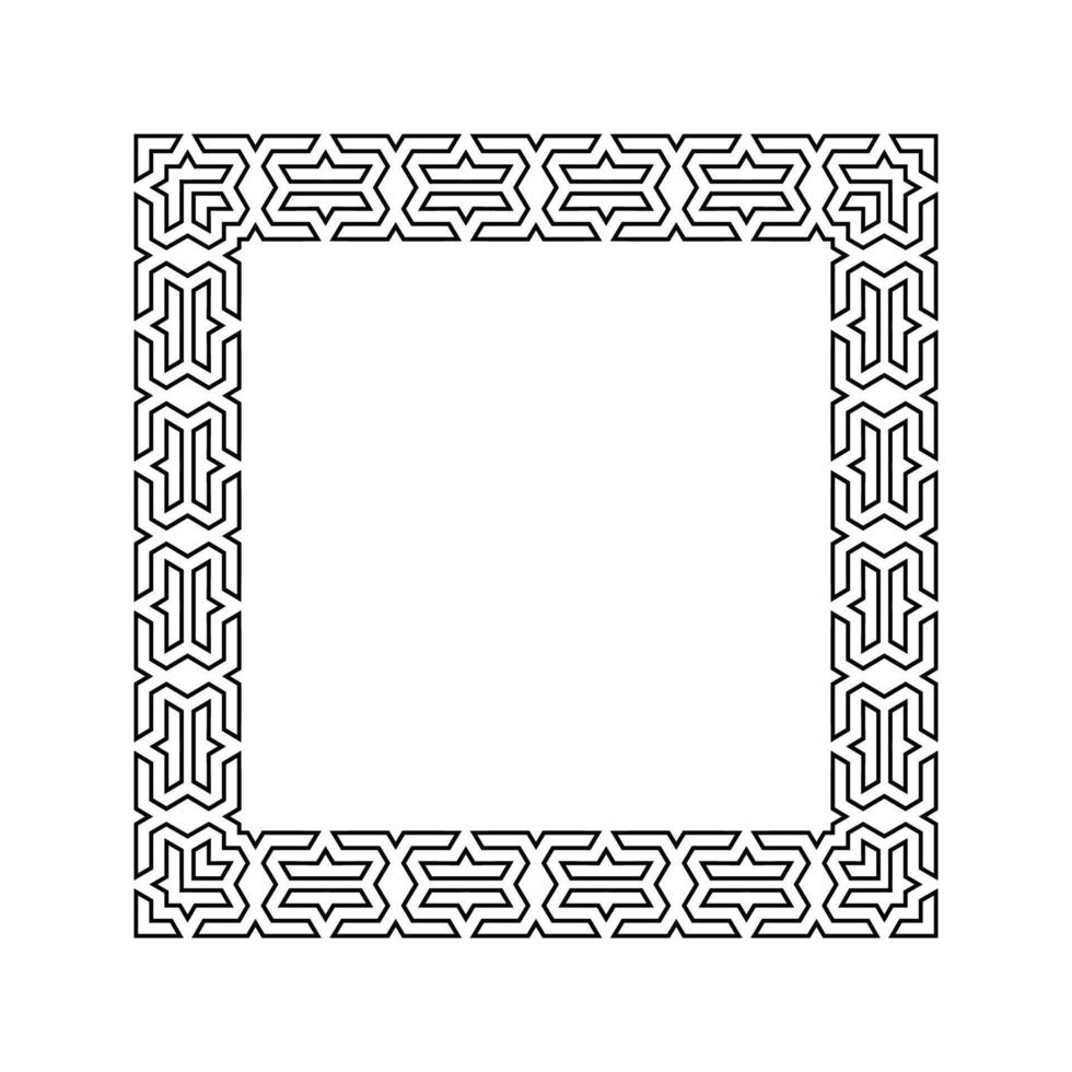 Ornamental Geometric Square Border Pattern Design with Symmetrical Shapes vector