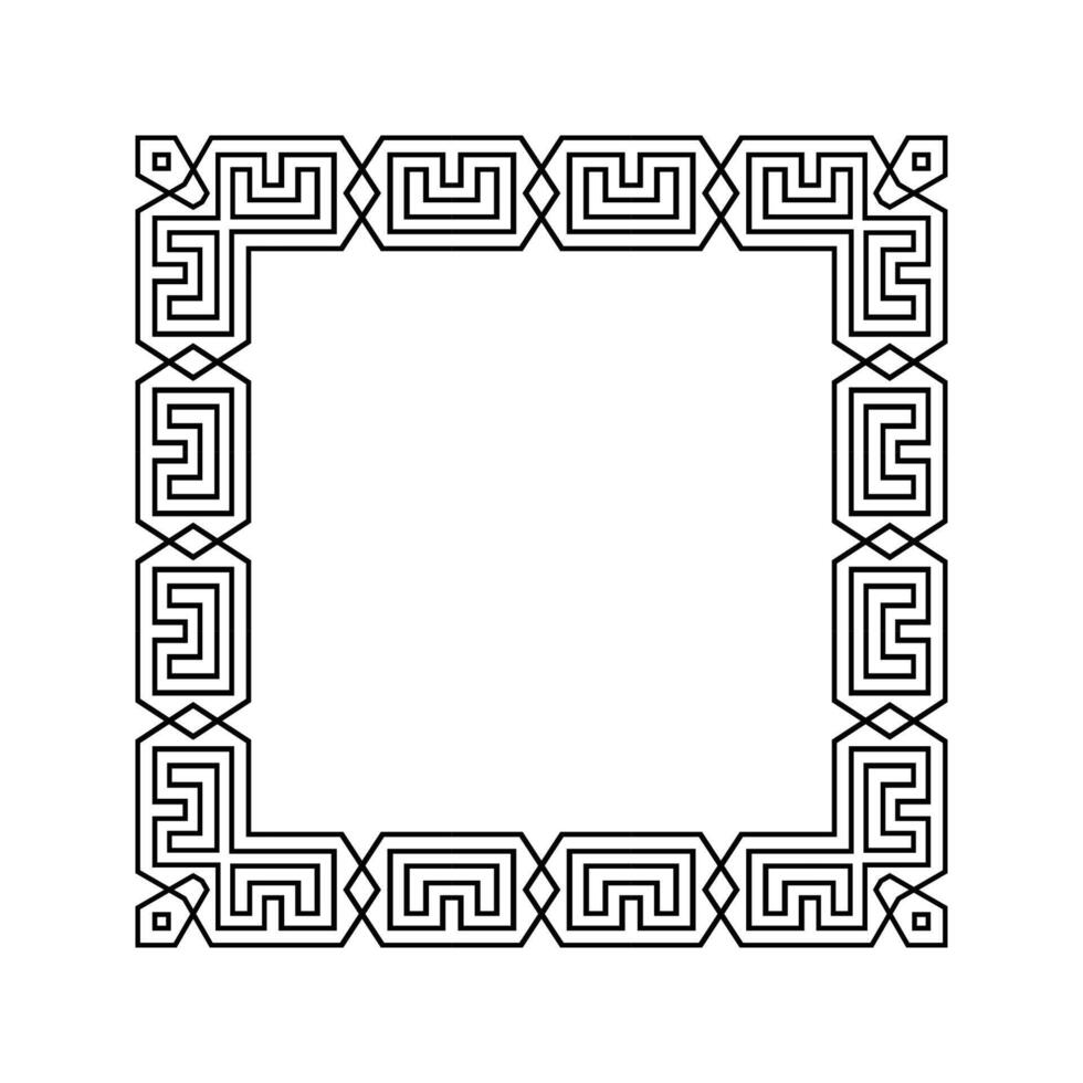 Ornamental Geometric Square Border Pattern Design with Symmetrical Shapes vector