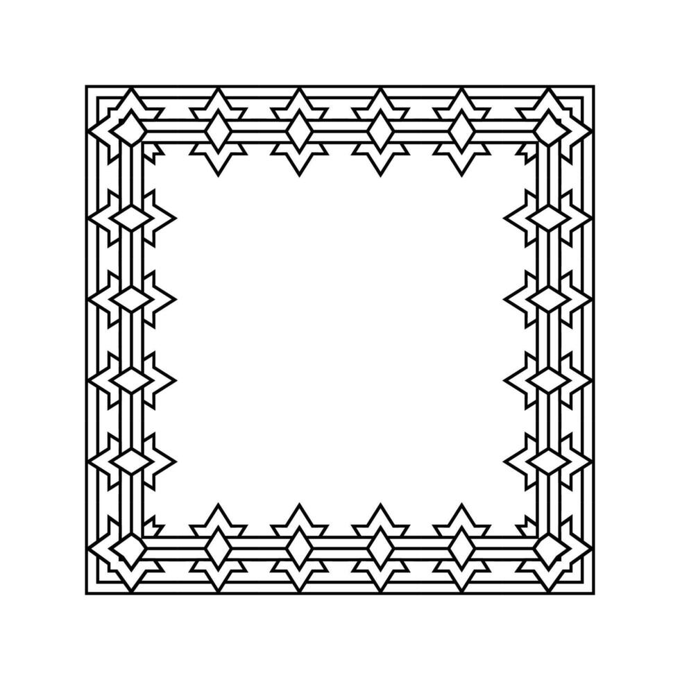Ornamental Geometric Square Border Pattern Design with Symmetrical Shapes vector