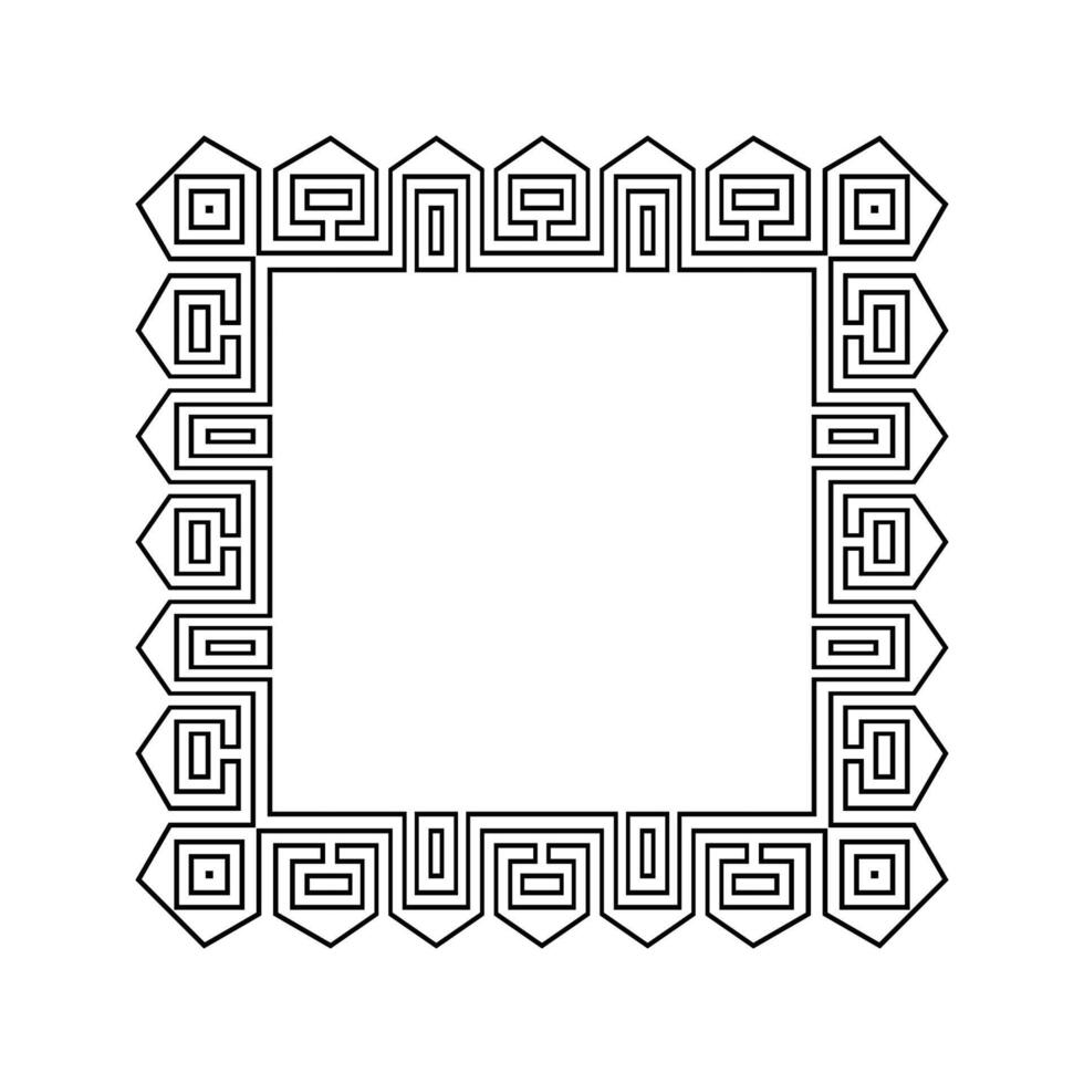Ornamental Geometric Square Border Pattern Design with Symmetrical Shapes vector
