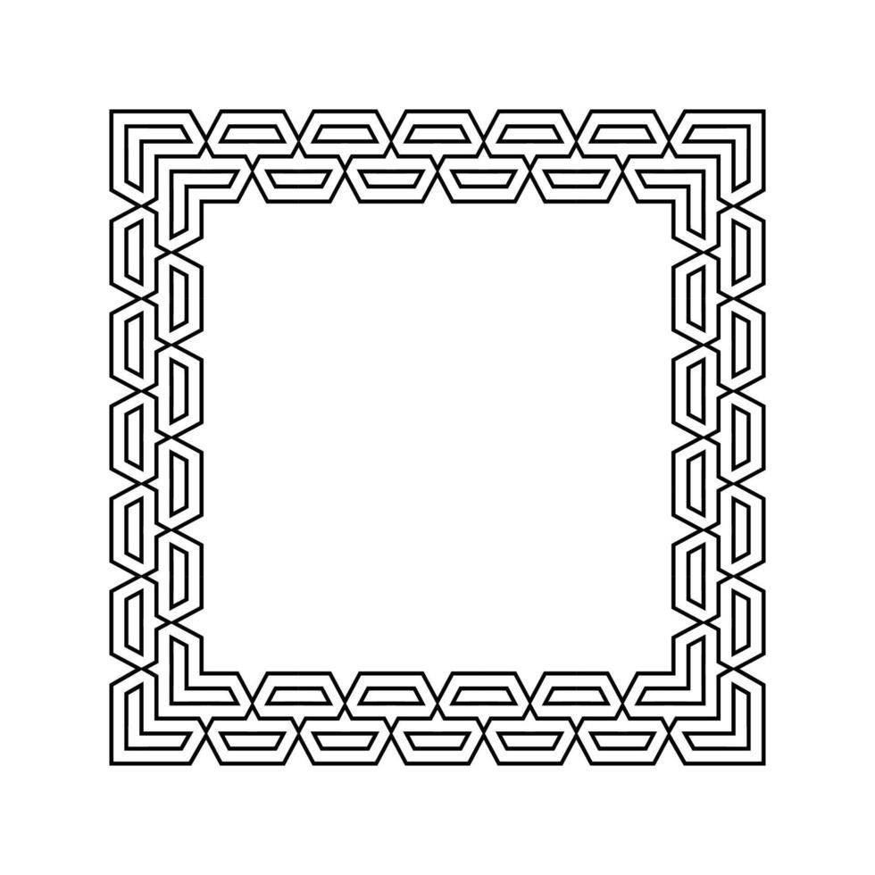 Ornamental Geometric Square Border Pattern Design with Symmetrical Shapes vector