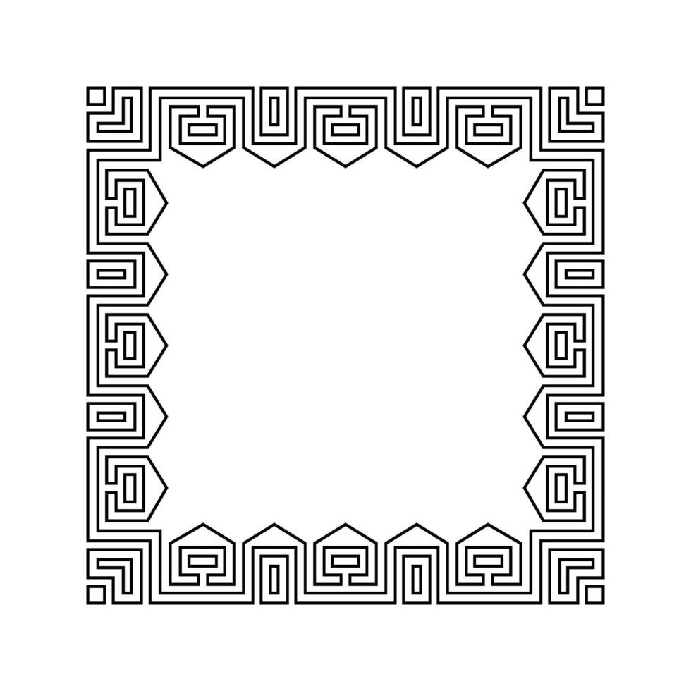 Ornamental Geometric Square Border Pattern Design with Symmetrical Shapes vector