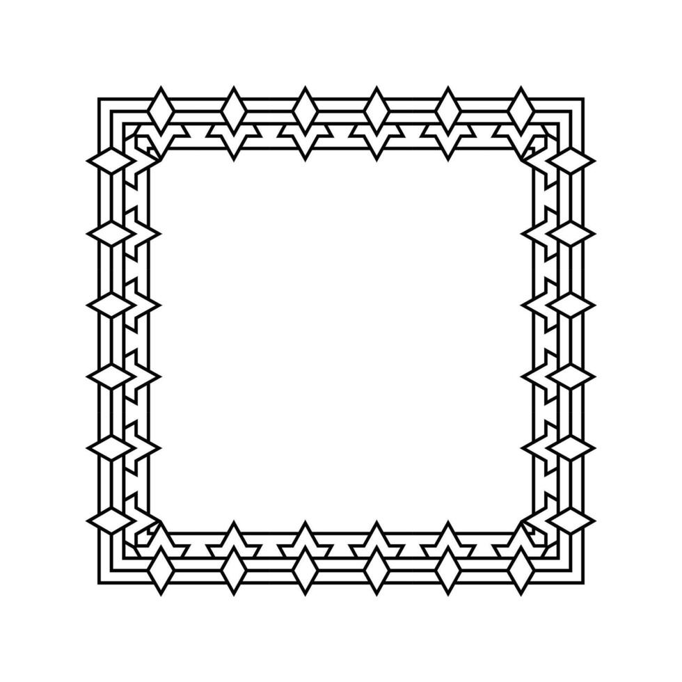 Ornamental Geometric Square Border Pattern Design with Symmetrical Shapes vector
