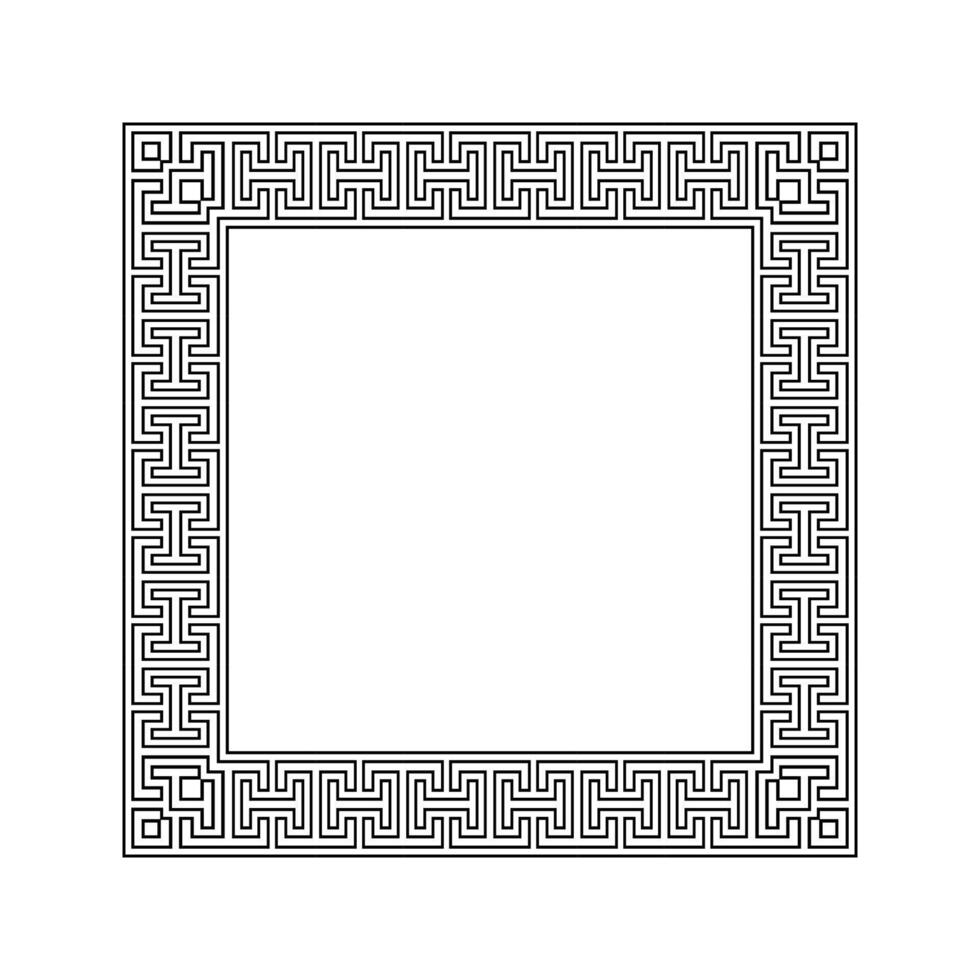 Ornamental Geometric Square Border Pattern Design with Symmetrical Shapes vector