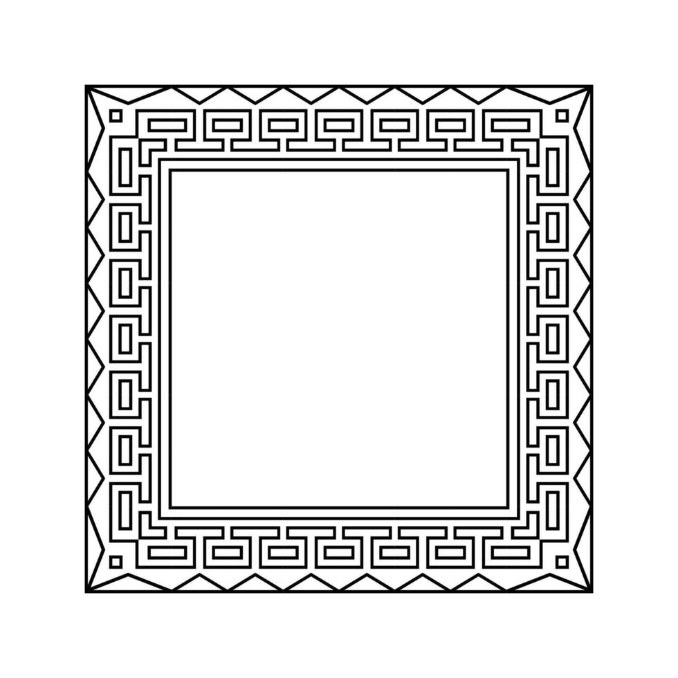Ornamental Geometric Square Border Pattern Design with Symmetrical Shapes vector