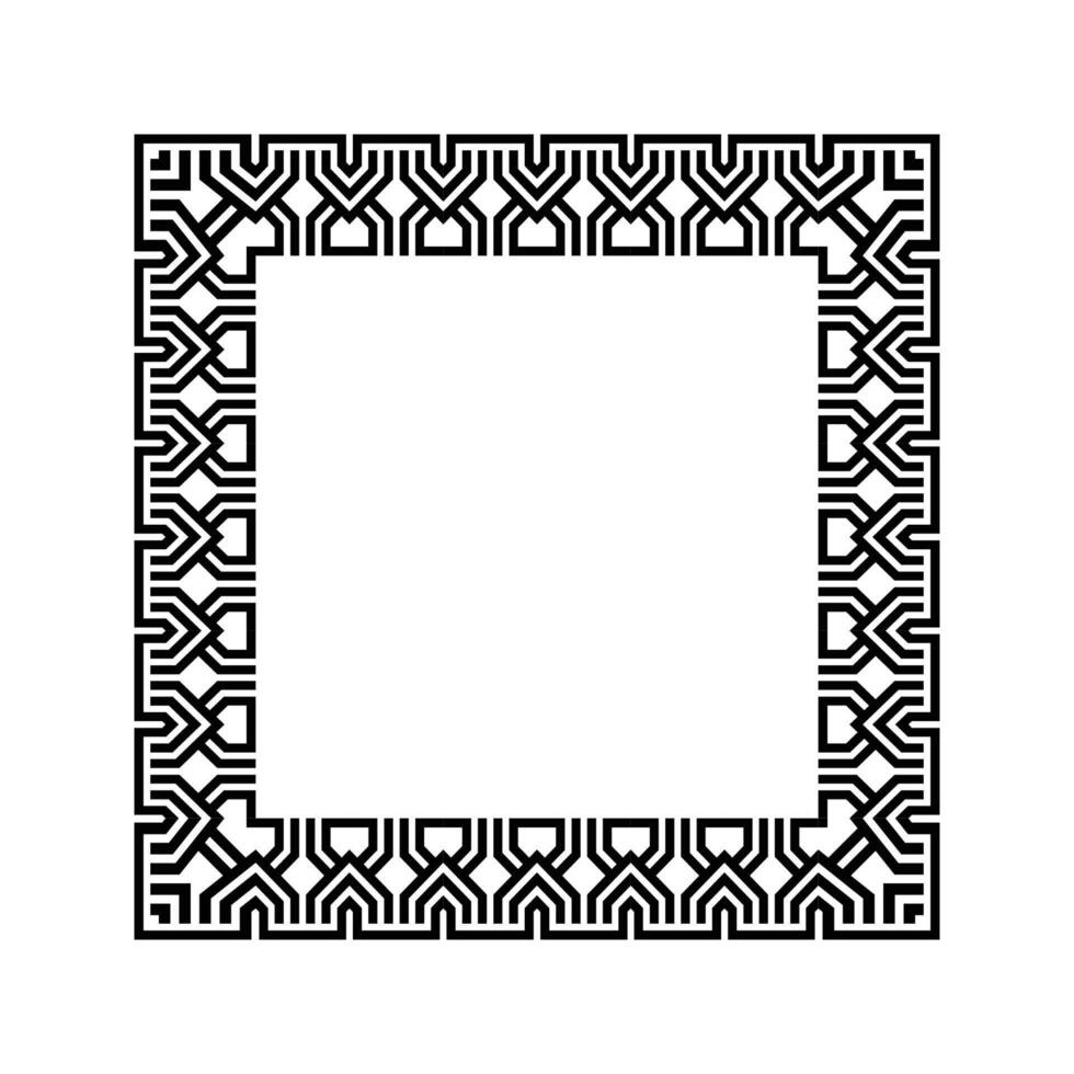 Ornamental Geometric Square Border Pattern Design with Symmetrical Shapes vector