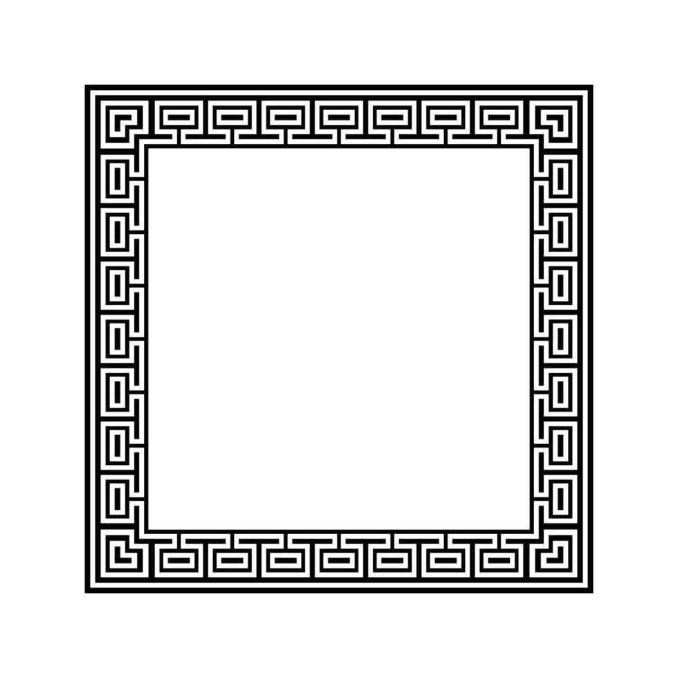 Ornamental Geometric Square Border Pattern Design with Symmetrical Shapes vector